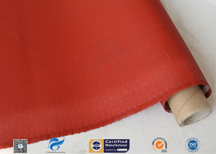 0.9mm Red Silicone Coated Fiberglass Fabric , Generator Thermal Insulation Materials