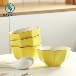 Wholesale Irregular Ceramic Dinnerware Sets Craftsman Ceramic Serving Bowl Set Yellow White from china suppliers