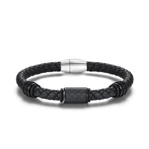 Wholesale Wide Multilayer Braided Leather Stainless Steel Bracelet For Men from china suppliers