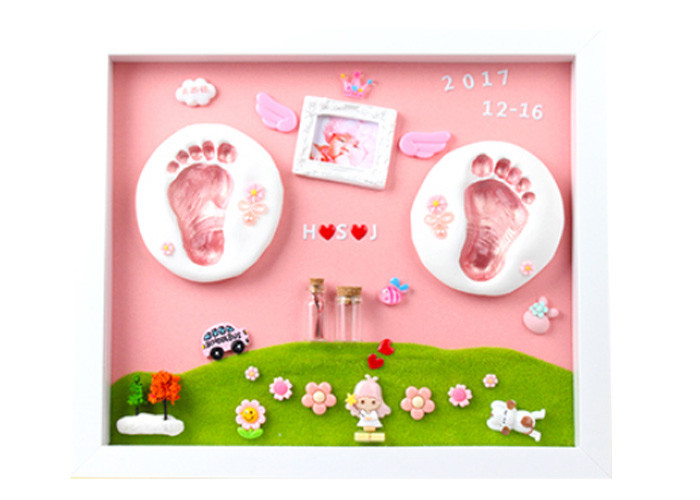 Pine Wood Baby Memory Box , Permanent Diy Hand And Foot Print Mud / Baby Hair Souvenir