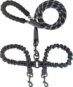 Wholesale Dual Nylon Dog Leash 360 Swivel No Tangle Comfortable Shock Absorbing from china suppliers