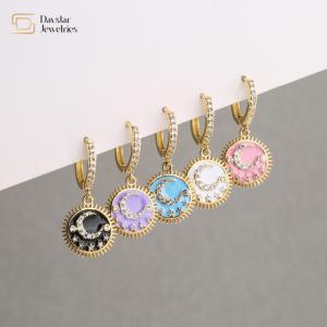 Wholesale Moon And Star 24k Gold Plated Jewelry Round Dangle Drop Earrings from china suppliers