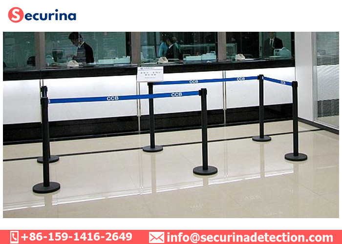 Stainless Steel Stanchion Queue Post Crowd Control Retractable Belt Barrier