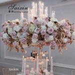 ZT-563 Luxury 13 arms candle holders with gold flower stands for wedding table