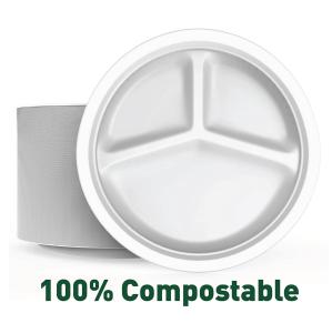 Wholesale OEM Multi Role Sugar Cane Fibers 3 Compartment Paper Plates from china suppliers