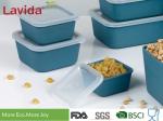 Square Shape Healthy Eco Bamboo Storage Box 3 Pieces Set Solid Navy Blue Color