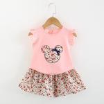 Children'S Outfit Sets Cartoon Floral Top And Skirt Girls Two-Piece