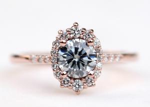 Wholesale 1.2ct 1pcs Moissanite Engagement Rings For Women 14K Rose Gold Material from china suppliers