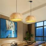 E27 Bamboo 60Hz Vintage Pendant Lamps For Restaurant