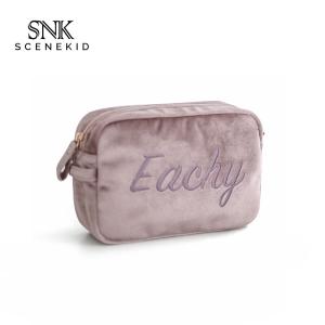 Wholesale Small Letter Embroidery Plain Soft Velvet Makeup Bag For Brushes from china suppliers