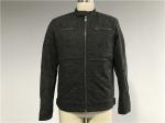 Winter Mens Nubuck Leather Jacket Charcoal Color Mandarin Collar TW68174