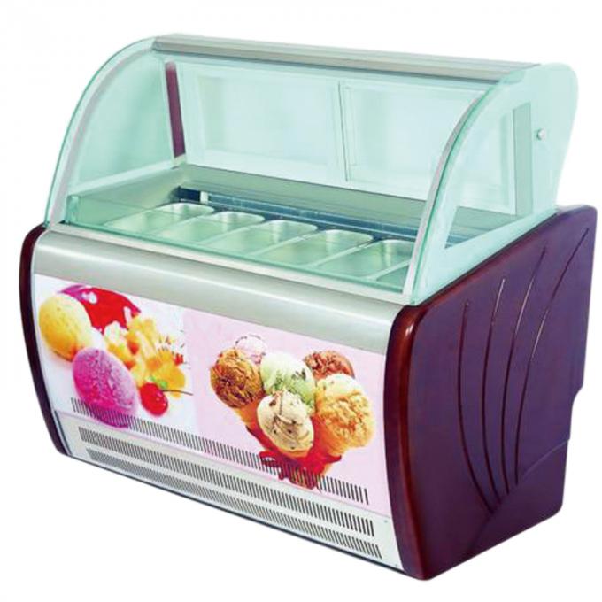 Gelato Shop Commercial Ice Cream Display Freezer With Customized Pans