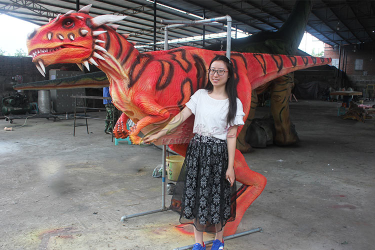 Leaky Legs Red Handmade Realistic Dinosaur Costume Display Commercial Center