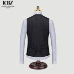 Autumn British Retro Gray Striped Suit Vest for Men's Business Casual Groom