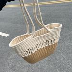 Straw Tote Bag for Women Handwoven Cotton Straw Shoulder Bag Crochet Tassel
