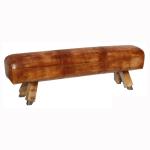 Outdoor Indoor Genuine Leather long Wooden Bench L185cm