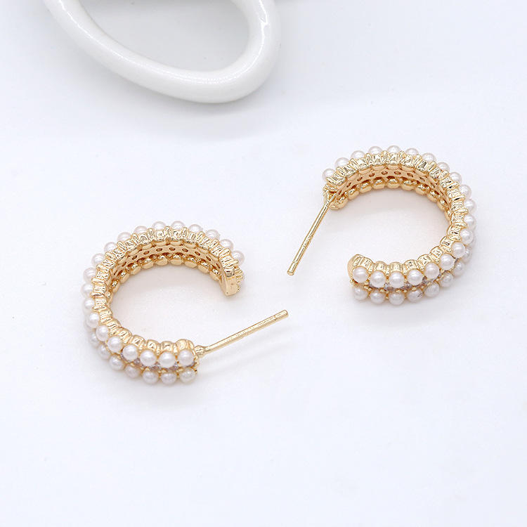 Women's Accessories 925 Sterling Silver Hoop Earrings with Mother's of Pearl Clear CZ