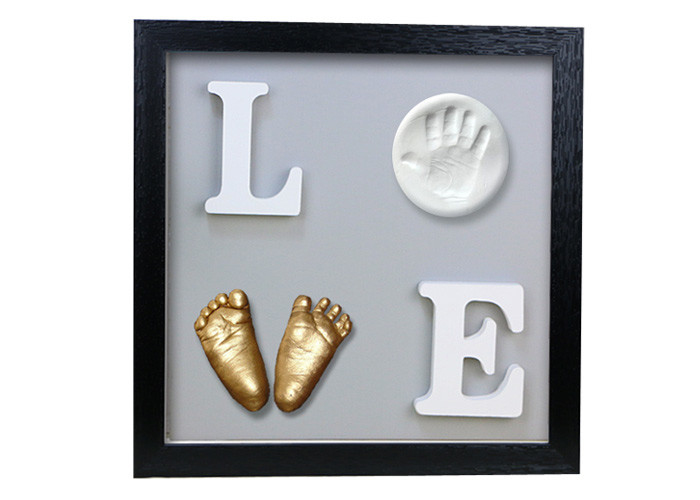Customized Baby Keepsake Box , Hand And Foot Prints Frame For Baby Anniversary Gift
