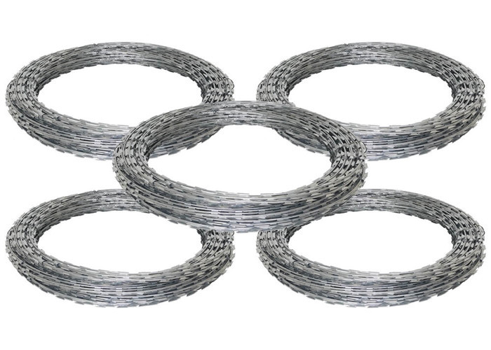 High Protection Razor Barbed Tape Wire , Blade Concertina Razor Wire In Silver