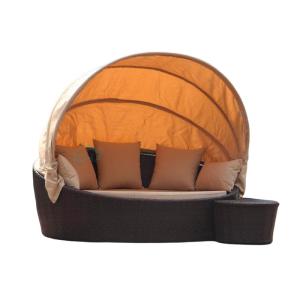 Wholesale Outdoor recliner garden PE rattan sofa outdoor beach recliner balcony swimming pool lazy bed outdoor large round bed from china suppliers