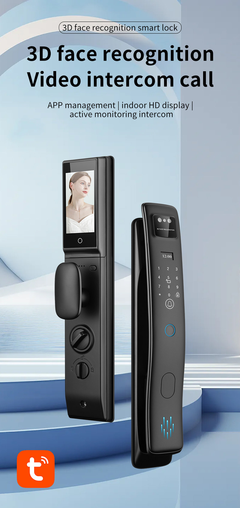 S958max Automatic 3D Face Recognition Tuya Intercom Camera Fingerprint Smart Lock