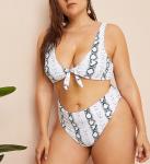 Plus Snakeskin Knot Top With High Waist Bikini VNSF008