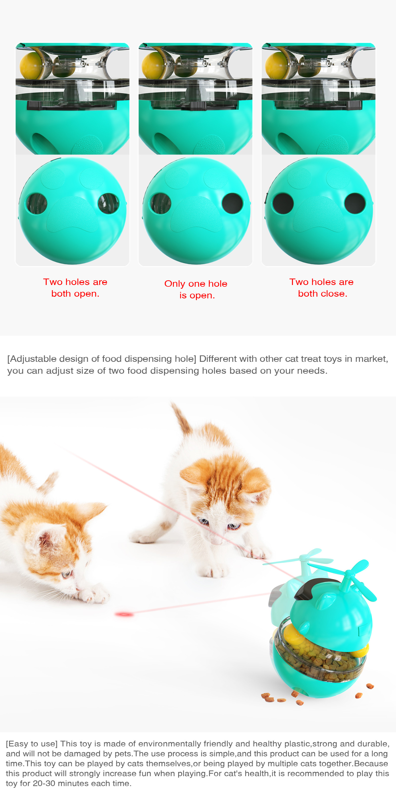 Turntable Cat Treat Feeder Toy Multifunction Automatic Laser Light For Cats