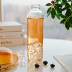 500Ml 700Ml Transparent Glass Water Bottle With Stainless Steel Lid