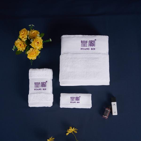 100% Cotton Luxury Hotel Towel Set Custom Embroidered Logo Hotel Spa White Bath