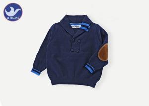 Wholesale Long Sleeves Boys Shawl Neck Sweater / Jumper , Boys Wool Jumper Fake Suede Elbow Patch from china suppliers