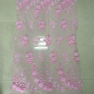 Wholesale Polyester 3D flower embroidered Lace fabric with bead for women garments from china suppliers