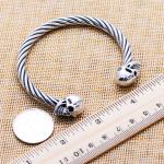Sterling Silver Cable Cuff Bracelet with Skull Vintage Jewelry (B6041204)