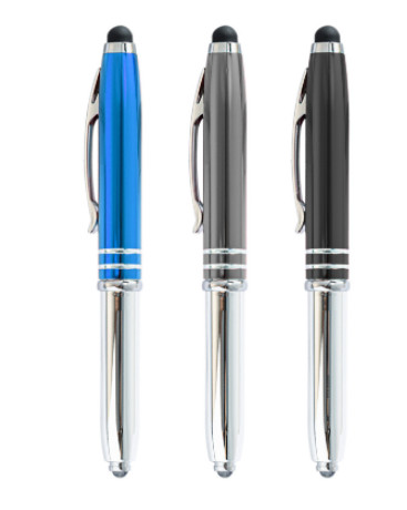 Supply of LED light pens, touch aluminum tube light pens, school metal pen with aluminum poles Advertising pen