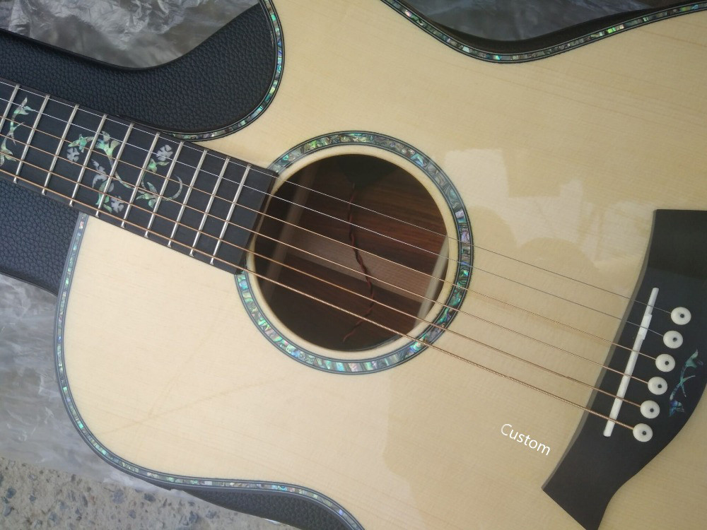 Handmade guitar AAAA all solid wood customize cocobolo guitar single cut design acoustic electric guitar