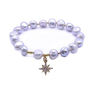 Wholesale Real Gold Plated Freshwater Pearl Bracelet , 7.25 inches North Star Bead Bracelet from china suppliers