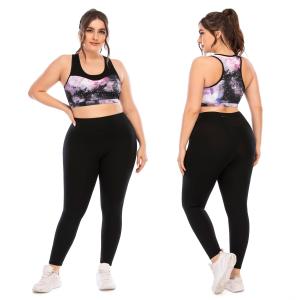 Wholesale Sports Leggings And Bra Plus Size Women's Workout Sets Anti UV Polyester Black from china suppliers