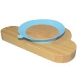 BPA Free Baby Silicone Products Plate Set Elephant Wooden Silicone Suction Plate
