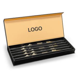 Wholesale Luxury Custom Logo Black Paper Jewelry Packaging Box For Bracelet Pendant Rigid Magnetic Box from china suppliers
