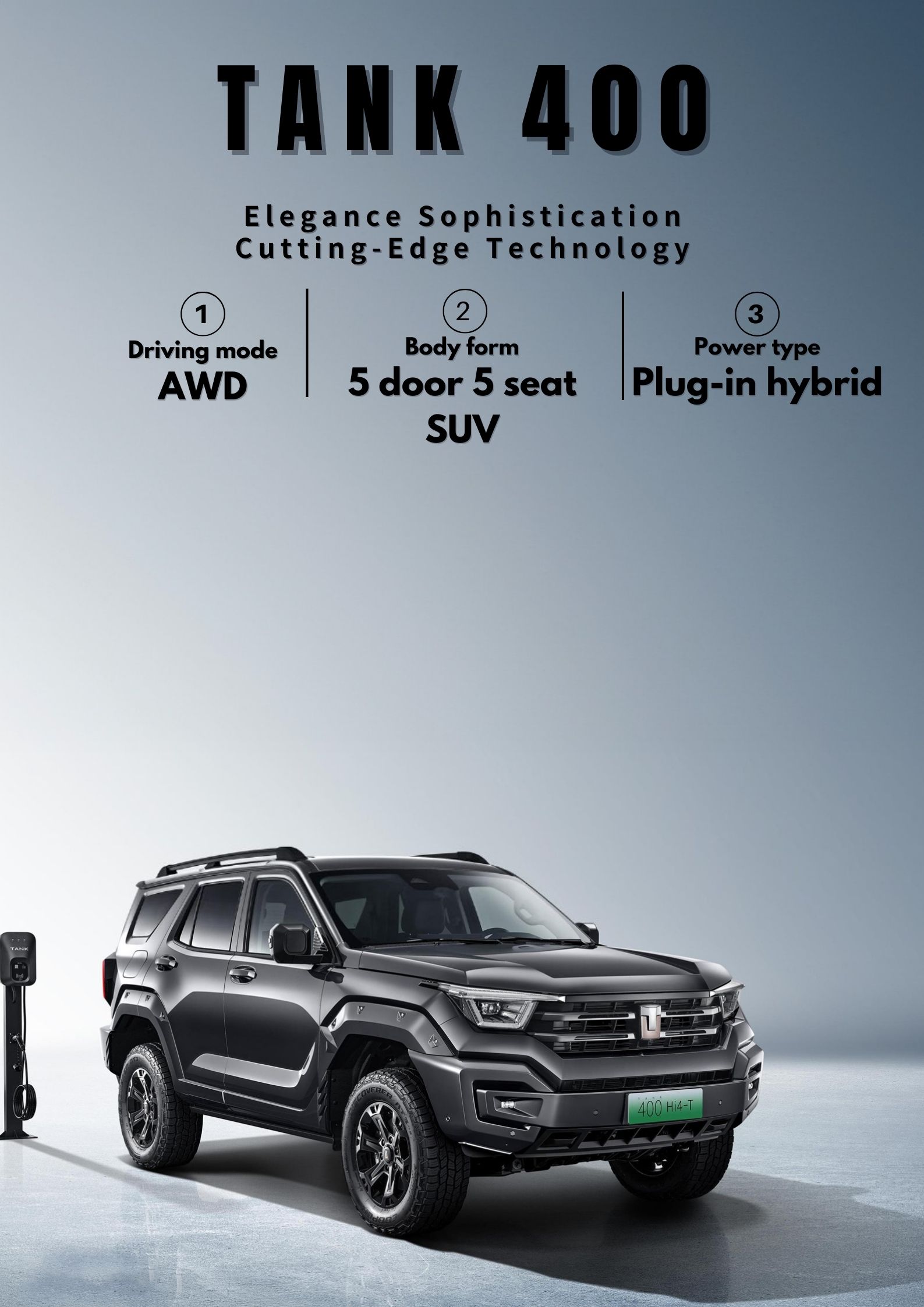 s Top Hybrid Energy SUV 400 EV Tank Electric Car with AWD Drive and Parking Brake