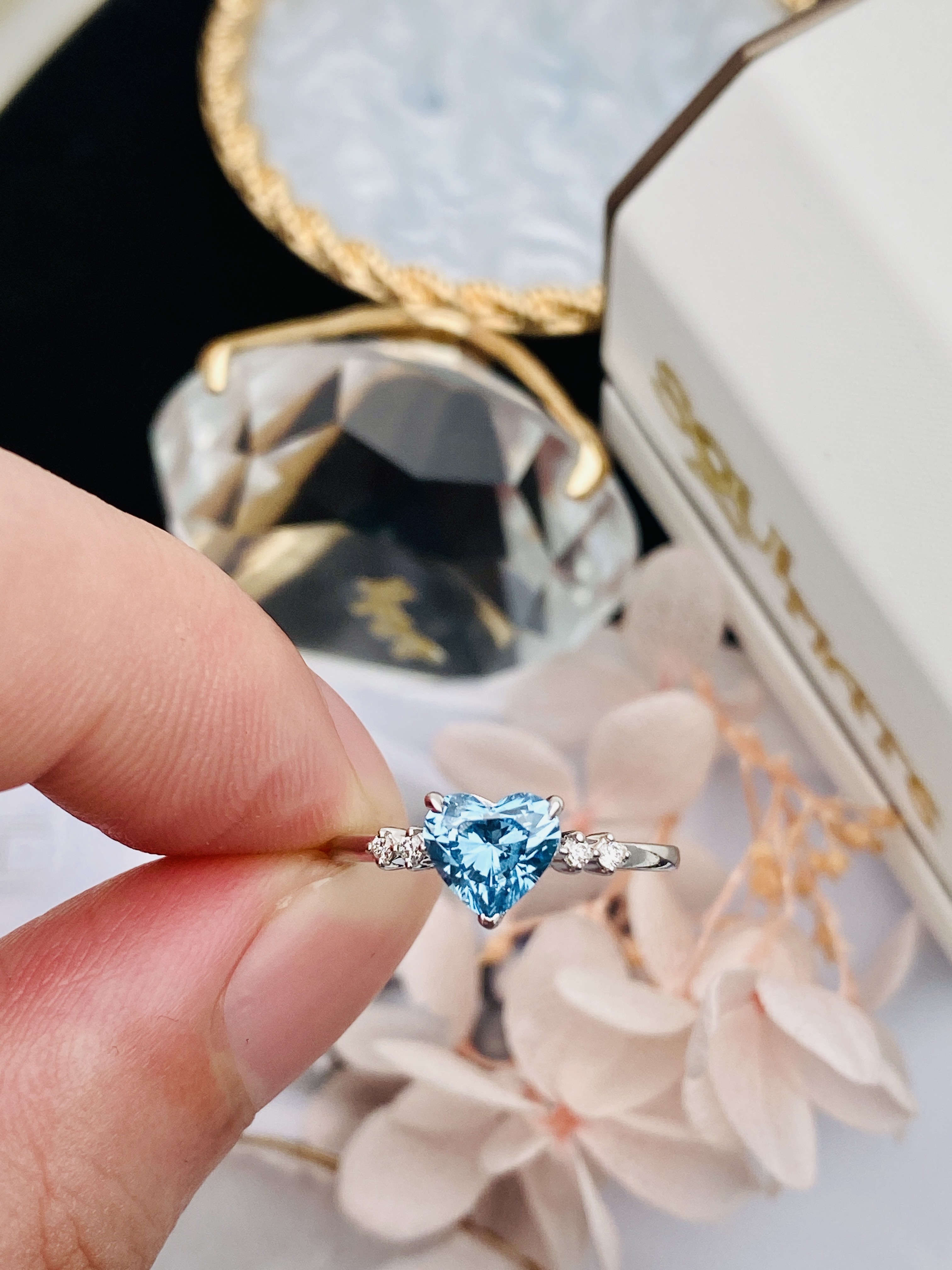 Heart Lab Diamond Jewelry Lab Created Blue Diamond Ring VS2-VVS1