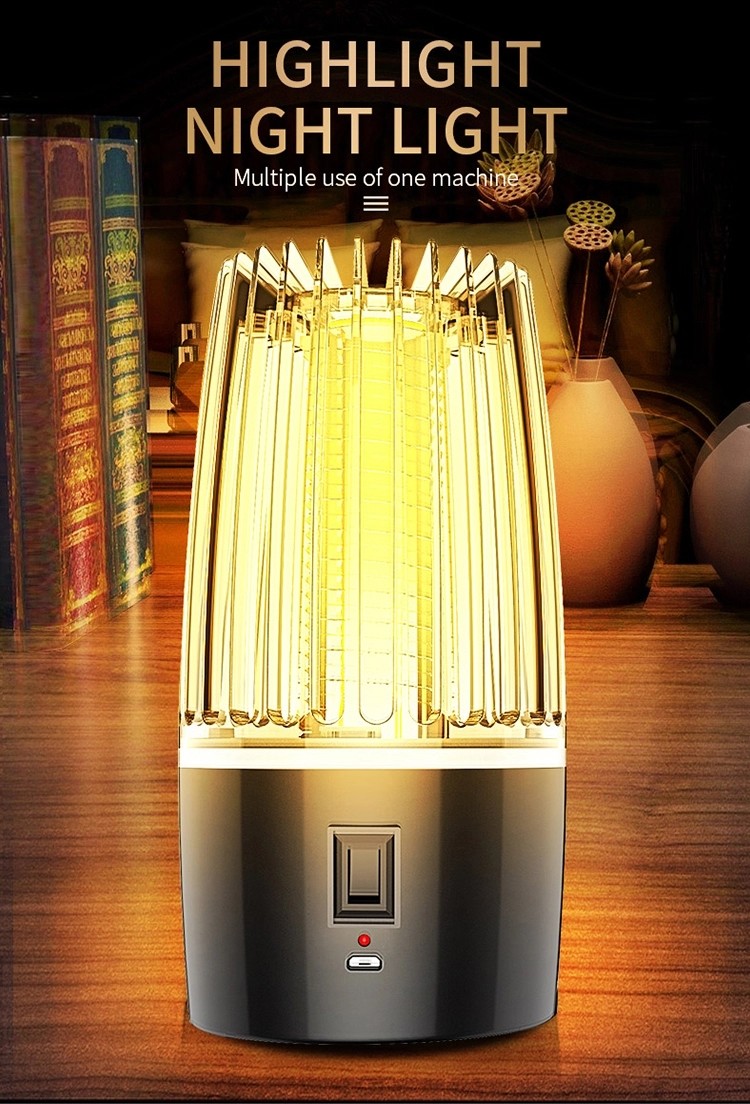 2 in 1 electric LED USB mosquito killer lamp for camping bug zapper rechargeable