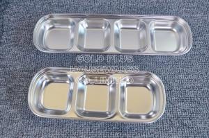 Wholesale Hot sale korean style cheap stainless steel sauces tray rectangular saucer dish with different dividers from china suppliers