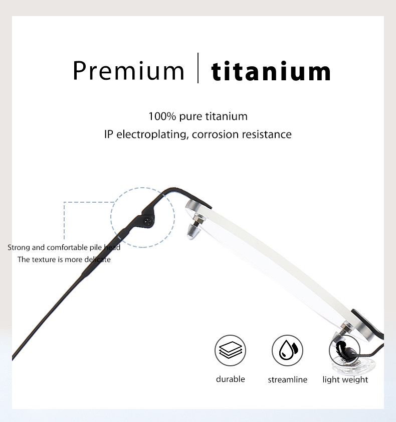 Ultra Lightweight Rimless Titanium Eyeglass Anti Blue Light Durable