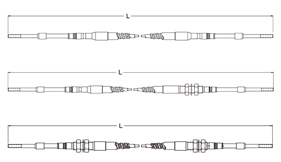 A183 clutch cable threaded and grooved ends side by side