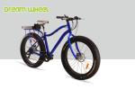 Blue Electric Fat Tire Beach Cruiser Bikes Shimano 6 Speed Snow Road