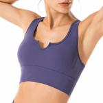Women V Neck Nylon Sports Bras With Removable Pads Quick Drying