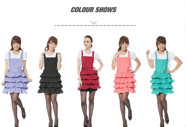 Flounced Dress Printed Kitchen Cooking Aprons , Funny Cooking Aprons For Women