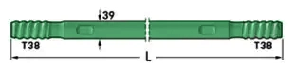 Extention T38 Thread DTH Drill Pipe Rods Male Male Connection