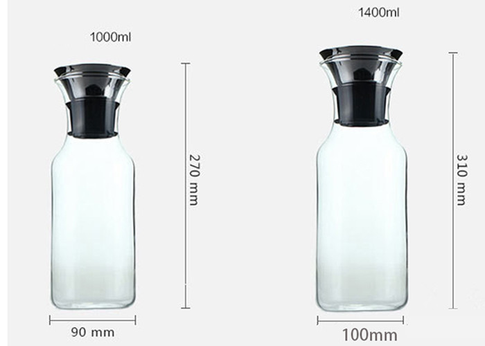 1000ml Clear Glass Water Pitcher , Glass Iced Tea Pitcher With Lid