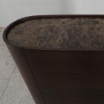 Slim Oak Marble Top Console Table With Drawers